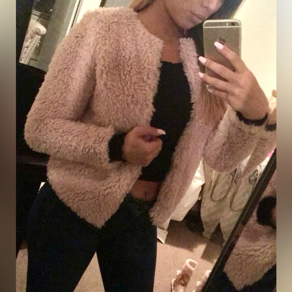 Faux Fur Jacket in Pink